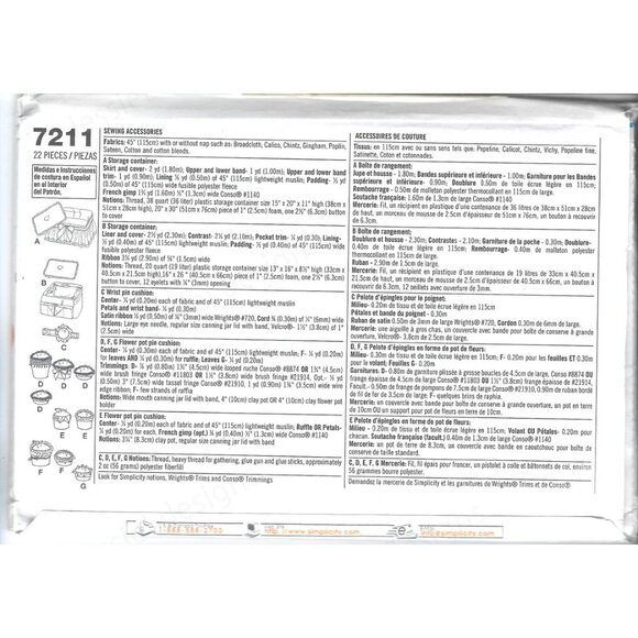 Simplicity Crafts Sewing Pattern 7211 for Sewing Room Accessories - Picture 2 of 2